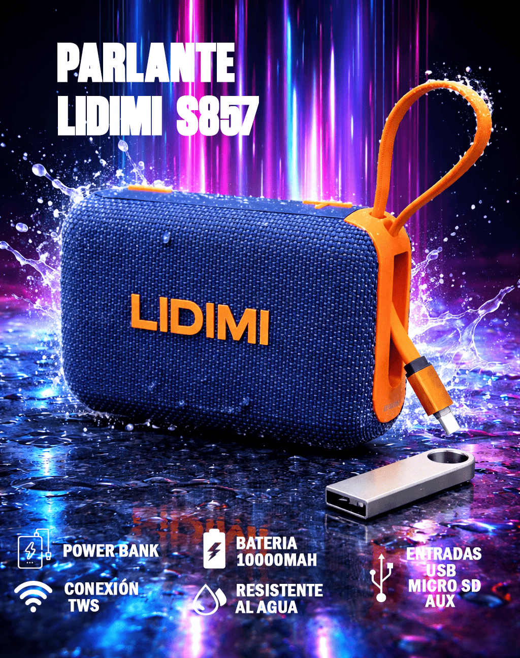PARLANTE LIDIMI S857 PORTATIL CON EXTRA BASS